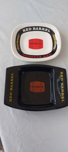 2 x vintage  advertising watneys red barrel ashtrays collectors items ,nice in any collectors collection,,sold as seen, see pictures for condition,