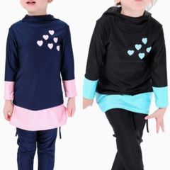 Brand New Swimming costume. 2 piece set swimsuit. Top with attached cap + trouser