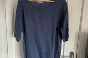 Blu Orchid ladies blue linen top with shimmering polka dots