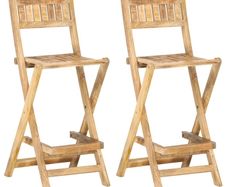 Folding Outdoor Bar Chairs 2 pcs Solid Mango Wood