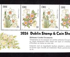 2026 Ireland Stamp & Coin Show Souvenir Sheet No 72 overprinting Irish Garden Flowers (Hibernian HP40) Commemorative Stamps Booklet Pane Mint Never Hinged (MNH)