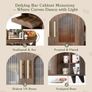 Kitchen Storage Cupboard with Mug Holder Display, Kitchen Sideboard with Drawers & Double Doors, Pantry Cabinet Unit Perfect for Coffee Station, Living Room Buffet & Home Drinks Bar - Brown Image 2