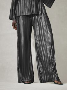 Brand New Nothing Ordinary Charcoal Grey Plisse Wide Leg Trousers in Size UK14