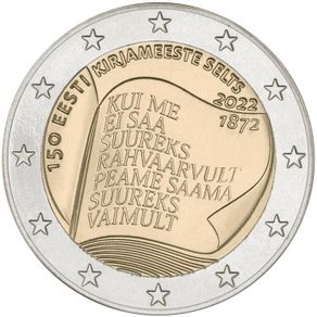 Estonia 2 Euro Commemorative Coin 2022 - Estonian Literature Society. Uncirculated.