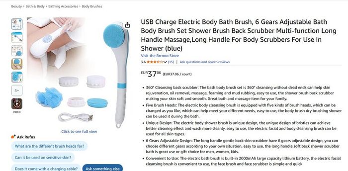 NEW USB Charge Electric Body Bath Brush