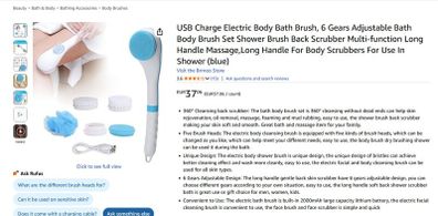 NEW USB Charge Electric Body Bath Brush