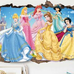 Cartoon Princess Wall Stickers For Kids Room, Girls Bedroom, Wall Decoration, Door, Window Sticker