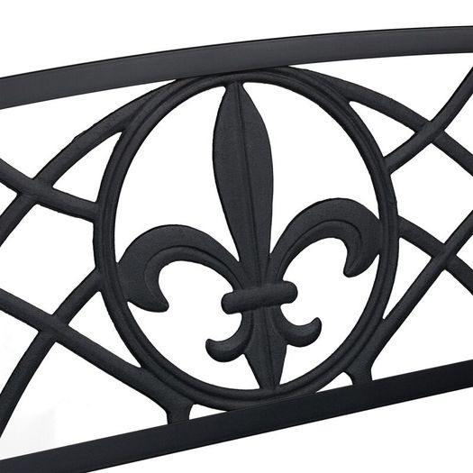 Black Metal Garden Bench 2 Seater Outdoor Patio Bench