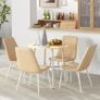 Dining table, industrial style, rounded design, stable up to 60 kg, 80 x 76H cm, Natural wood/White Image 2