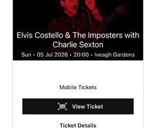 Elvis Costello Concert Ticket
