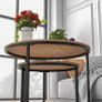 Black Round Coffee Table Set of 2 Side Table for Living Room,69.5x49cm Industrial Stacking End Tables,Wood Look Accent Furniture with Metal Frame End Table for Bedroom Decorations,Black Image 7