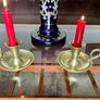 Pair Round Brass Candlestick Holders Considered by Helen James Collection Image 8