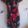 AX Paris Red Black Abstract Print Frill Sleeve Bodycon Dress Size 12 Party Image 4