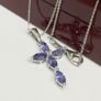 Tanzanite White Zircon Cross Pendant with Chain Image 5