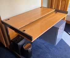 Compact secretarial desk, ideal for a home office or study.