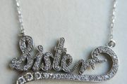 Vintage Sterling Silver 925  Sister,  Necklace with White Sapphire length 16" - 8,9g