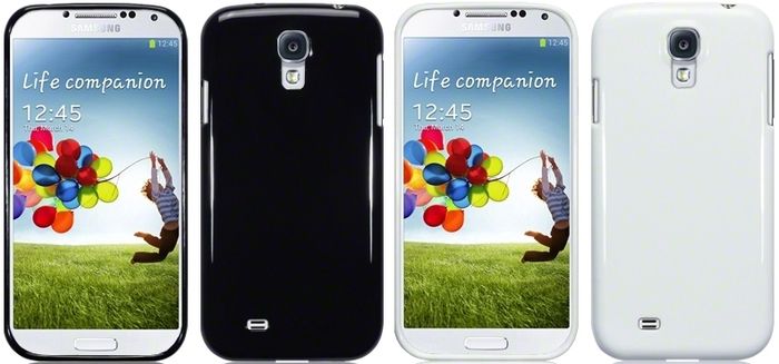 New Samsung I9500 Galaxy S4 Tpu Gel Case Solid Black / Solid White With Free Screen Protector