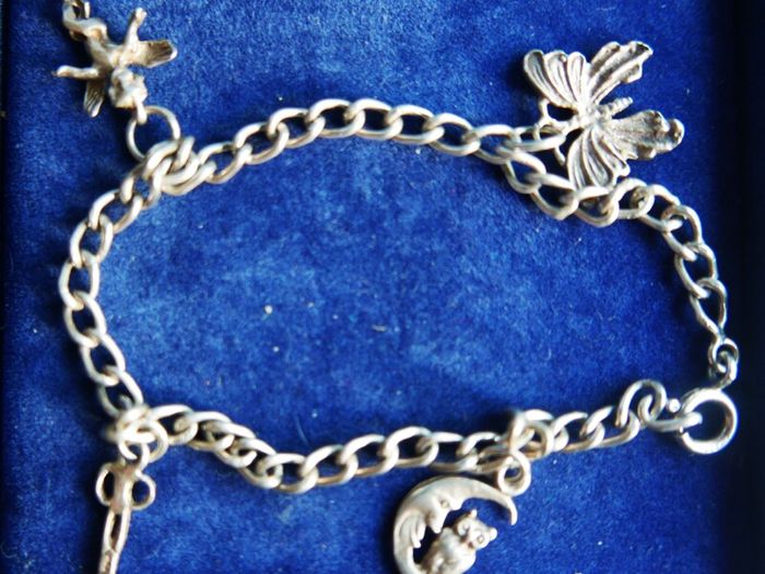 Vintage Sterling Silver 925 Charm Bracelet length 8" - 9,3g