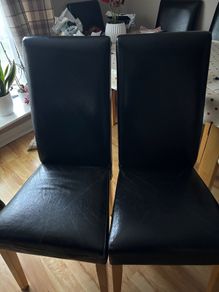 6 black leather chairs 10e each