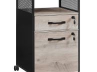 main image for ad _Roll container, filing cabinet, office cabinet with drawers, universal castors, open compartment, steel frame, industrial design, greige black