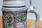German Beer Stein Pewter Lid Vintage Made in Germany