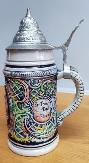German Beer Stein Pewter Lid Vintage Made in Germany