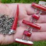 Vintage Red Fossilized Coral .925 Sterling Silver handcrafted Large Bali Bracelet and Red Coral Horn Pendant Necklace Image 4
