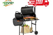 Barbecue Grill Portable Outdoor Charcoal BBQ Grill with Offset Smoker 109 x 60 x 120 cm Black