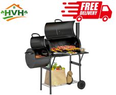 Barbecue Grill Portable Outdoor Charcoal BBQ Grill with Offset Smoker 109 x 60 x 120 cm Black