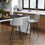 _Set of 2 Bar Stools with Backrest and Footrest Made of Metal PU Cover with Padding for Bar, Kitchen, Dining and Living Room, Holds up to 120 kg, Gray Image 2