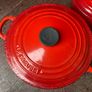 Le Creuset Cast Iron Casserole Pots Dish Dutch Round 20 cm 22 cm Red with Lids Image 4
