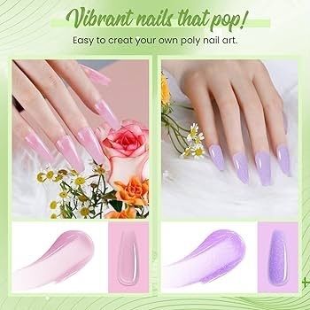 FREE EXPRESS SHIPPING Poly Nail Gel Kit, Phoenixy 8 Colors 15ml Poly Nail Extension Gel Nail Kit with Nail Lamp, Poly Nail Gel Starter Set for Beginners Nail Salon at Home