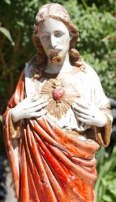 Antique Sacred Heart. Statue 16 inch Plaster Heart Jesus Christ Catholic Church