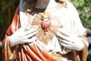 Antique Sacred Heart. Statue 16 inch Plaster Heart Jesus Christ Catholic Church