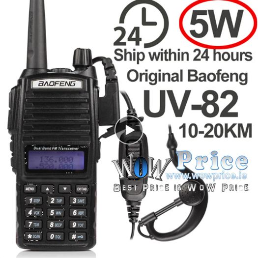 26213 Baofeng Radio UV-82 UV82 Dual PTT Walkie Talkie Optional 5W