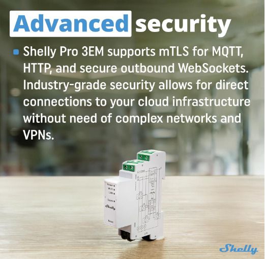 Shelly Pro 3EM (400A) - WiFi, LAN & Bluetooth 3-phase Smart Energy Meter, DIN-rail mountable, Real-time Voltage Amps Monitoring via app
