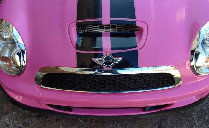 Kids Pink Electric Mini Cooper Car (used).