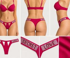 Fuchsia Secret Love Rhinestone Brazilian Briefs