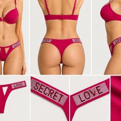 Fuchsia Secret Love Rhinestone Brazilian Briefs