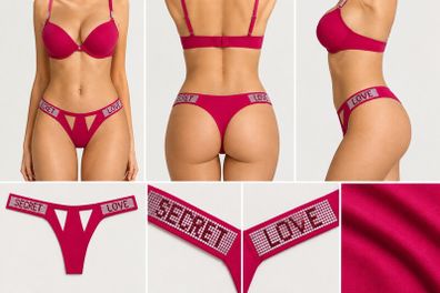 Fuchsia Secret Love Rhinestone Brazilian Briefs