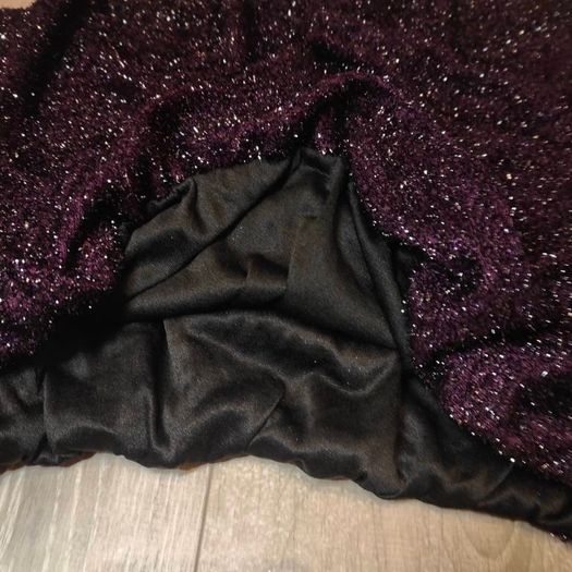 Fuzzy Dark purple open back top with chain, size S/M