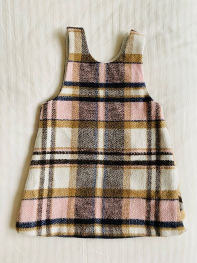 Twin checkered pinafore