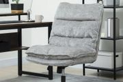 Armless Upholstered Chair, Swivel Padded Office Chair with Soft Fabric Cover, Height-Adjustable, Steel Legs, Gray