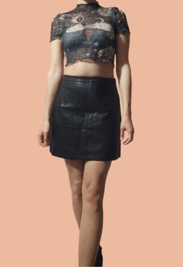 New Look black faux leather skirt, size 10