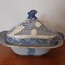 Fabulous Antique Blue and White Transferware Willow Pattern Large Lidded Tureen/Vegetable Dish For Display, Unknown Maker, Most Likely Staffordshire Made Image 2