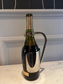 Vintage Silver Plated Wine Bottle Holder with Grape and Vine motif