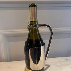 Vintage Silver Plated Wine Bottle Holder with Grape and Vine motif