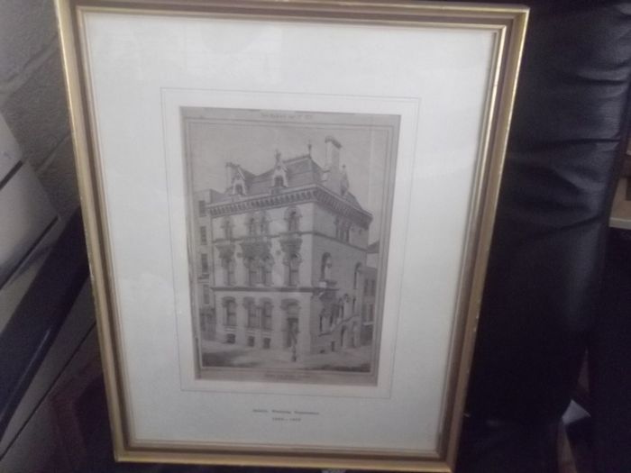 a antique engraving of crown life office dublin  1873