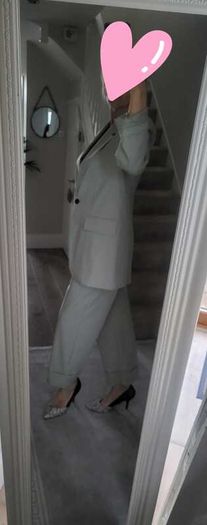 ZARA Pistachio Green Blazer + Ankle Length Wide Leg Pants Sz L - Fit 12-14UK - Bnwt Rrp 99
