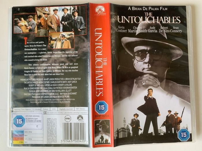 The Untouchables (Brian De Palma Film) [1987] Kevin Costner, Charles Martin Smith, Andy Garcia, Robert De Niro & Sean Connery (PAL VHS Cassette Movie) Academy Award
